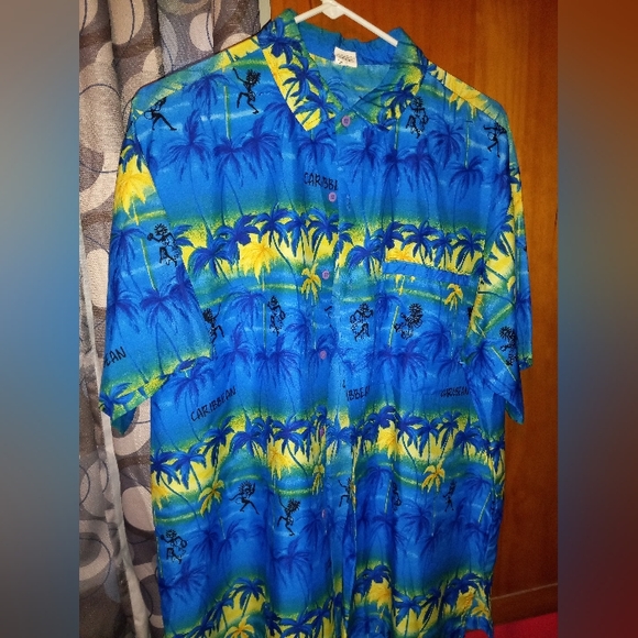 RIMA Silk Designer Silk Caribbean shirt blue tropic graphic - Picture 7 of 12